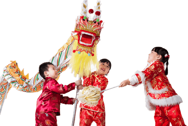 Niños en la danza del dragon